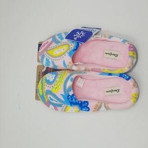 Women's Size Large Dearfoams Colorful Paisley House Slippers